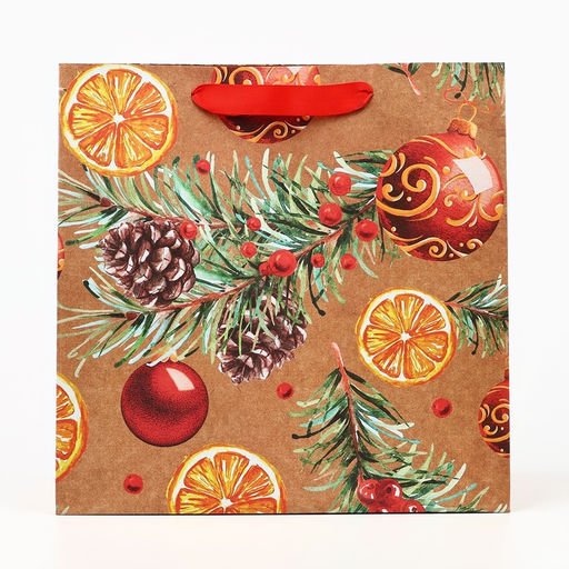 Пакет крафтовый квадратный Новогоднее настроение, 30 30 12 см - Дарите счастье фото 7