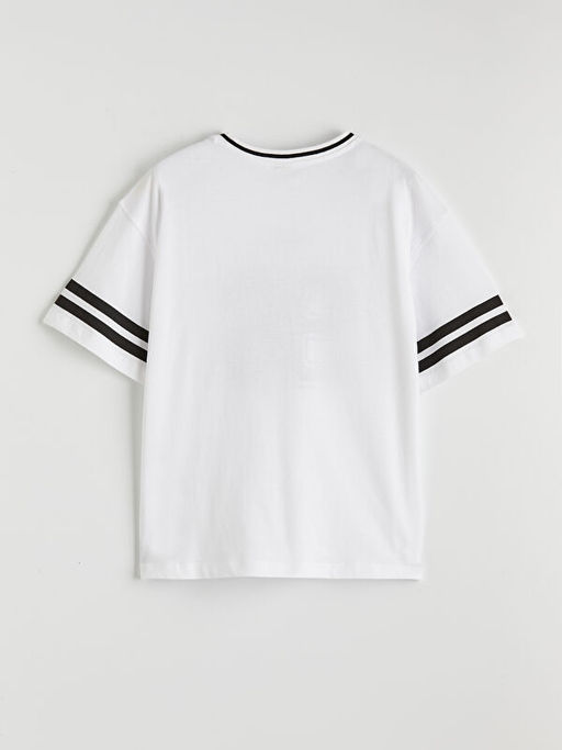 Bisiklet Yaka K?z ?ocuk Bask?l? Ti??rt