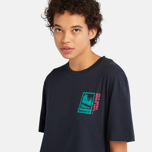 Женская футболка Timberland BACK GRAPHIC TEE темно-синяя фото 3