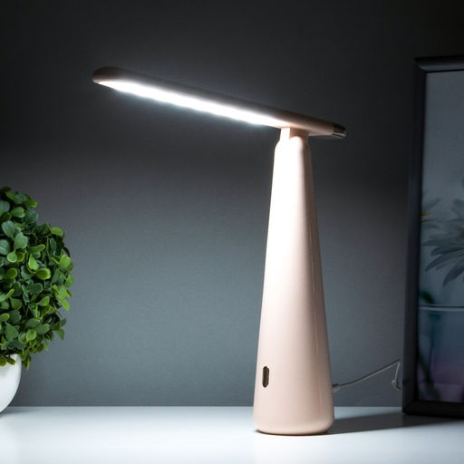 Лампа настольная RISALUX «Страйк», светодиодная, 3 режима, USB, розовая, 6.8×6.8×28.5 см