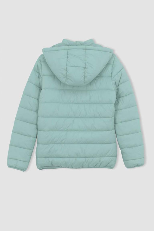 Водоотталкивающая приталенная куртка-пуховик с капюшоном DeFactoFit  фото 11