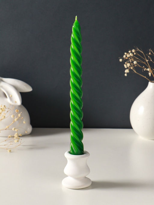 Набор свечей витых, 2.3×24.5 см, 5 ч, 50 г, 2 шт., тёмно-зелёный