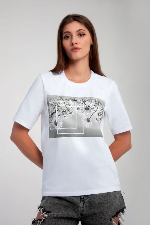 Арт. 3199 Футболка женская 44-52 (5 шт) Цвет:белый - Калинка фото 13