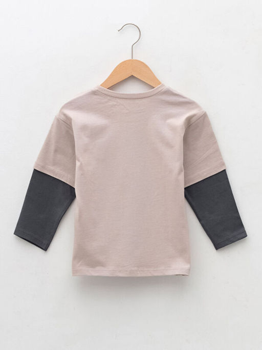 Bisiklet Yaka Uzun Kollu Bask?l? Pamuklu Erkek Bebek Ti??rt - Waikiki фото 2