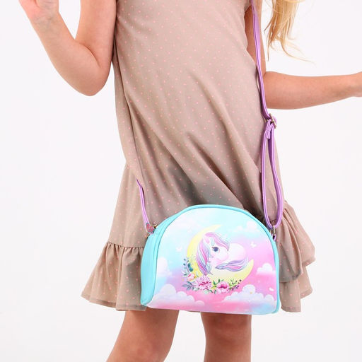 Сумка детская Единорог на луне, искусственная кожа, с брелком, 18х15х2 см - NAZAMOK KIDS фото 2