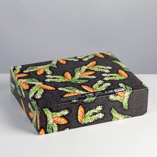 Складная коробка подарочная «Шишки», 31 х 24.5 х 8 см, Новый год