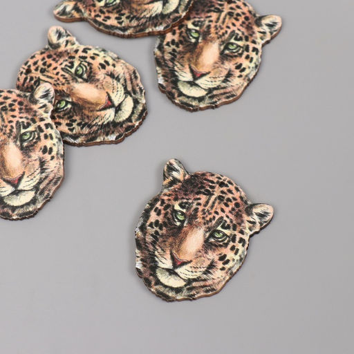 Цена за 10 шт. Декор для творчества дерево «Леопард», 3.9×3.3×0.3 см