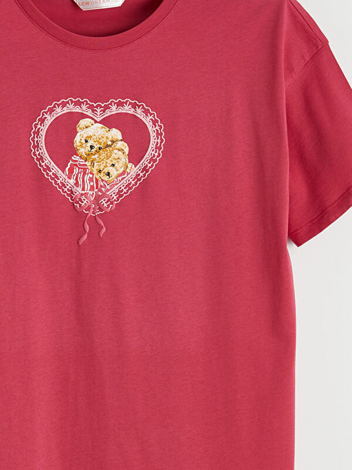 Bisiklet Yaka Bask?l? Kad?n Gecelik