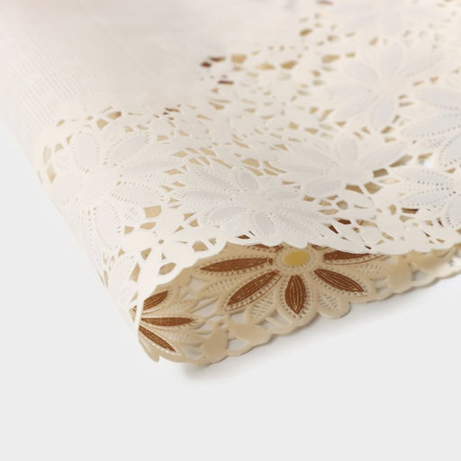 Цена за 12 шт. Салфетка ажурная для стола «Лютики», 45×30 см, бежево-коричневая