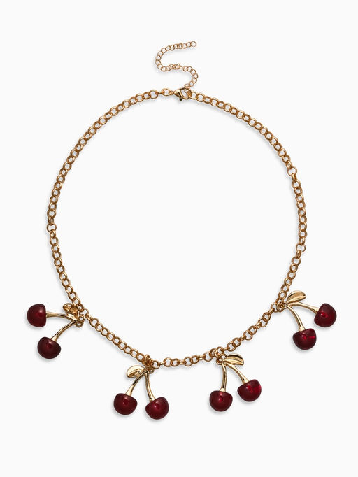 Цепь с подвесками "Вишня", 40+удл, цвет бордовый в золоте