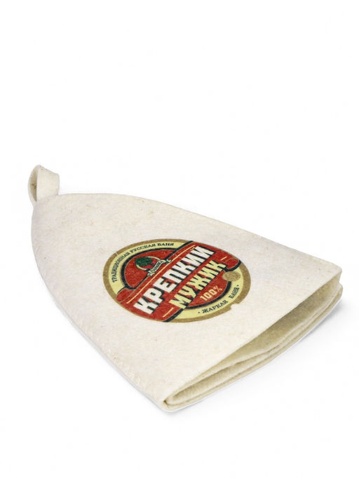 Шапка для бани с принтом "Крепкий мужик", белая