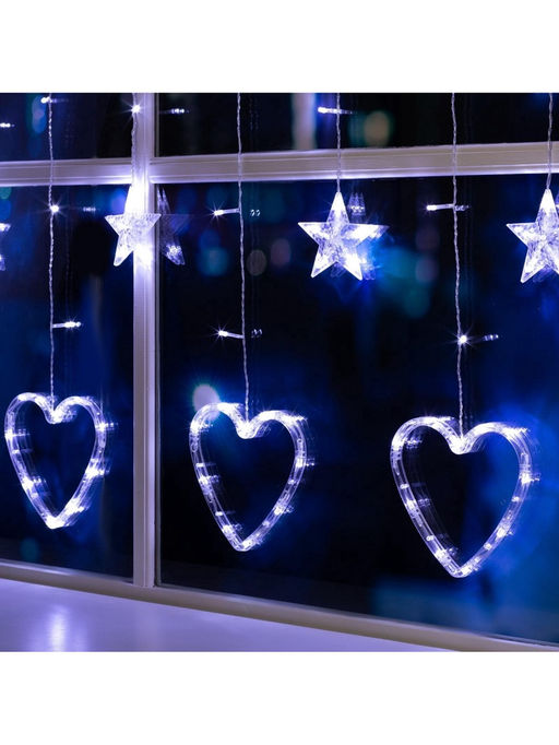 УЦЕНКА Гирлянда Бахрома 2.4?0.9 м с насадками Сердце, 186 LED, 220 В, 8 режимов, свечение белое - Luazon lighting фото 9