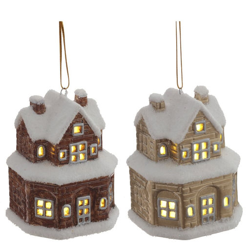 Изделие декоративное подвесное "Домик" (подсветка, 2xLR44), L7,5 W5,5 H9 см, 2в.