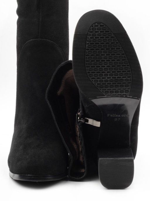02-K91-B1 BLACK Сапоги женские (натуральная замша, натуральный мех (еврозима)) - Фабричный китай фото 12