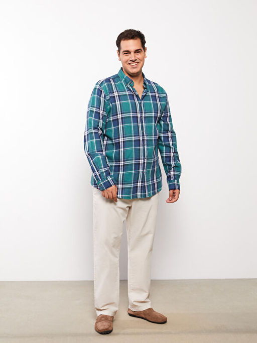 Regular Fit Uzun Kollu Ekose Poplin Erkek G?mlek