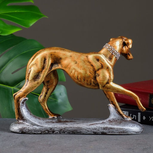 Фигура "Борзая" бронза с серебром,  25х17см