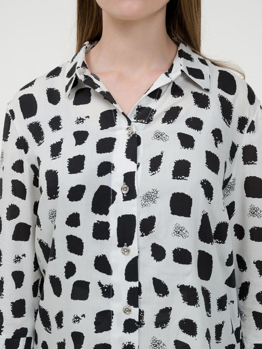 Рубашка из штапеля удлиненная белая - Odis фото 8