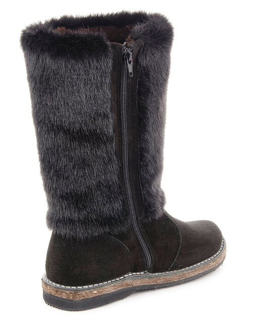 Унты женские на войлочной подошве.Черн., Замша. Черная "норка". Молния