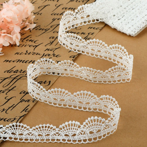 Кружево гипюровое, 25 мм, 6.8±0.5 м, цвет белый