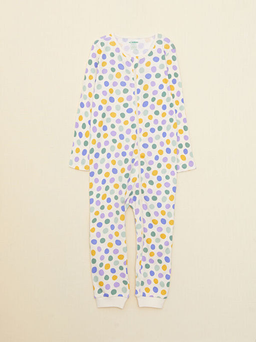 Bisiklet Yaka Uzun Kollu Bask?l? Organik Pamuklu K?z Bebek Tulum 2li - Waikiki фото 3