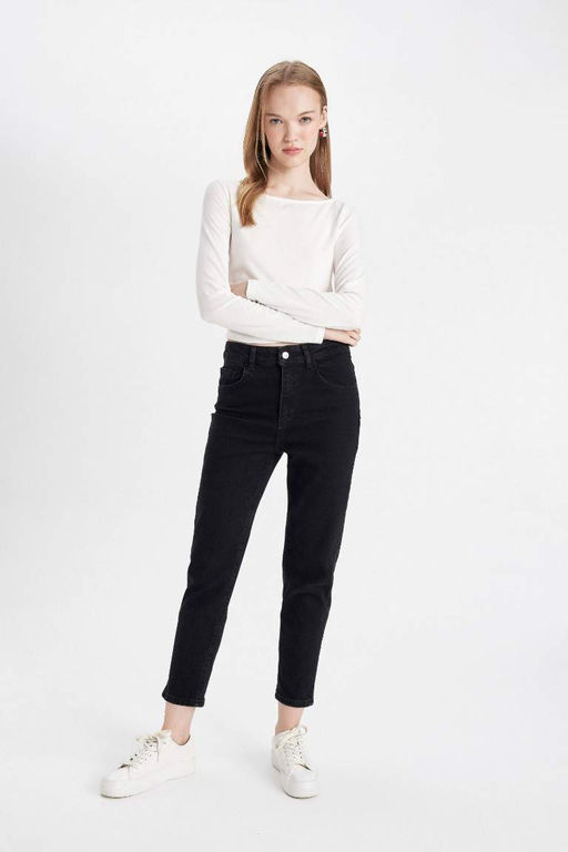 Джинсовые брюки длиной до щиколотки с высокой талией Comfort Mom - Defacto фото 4