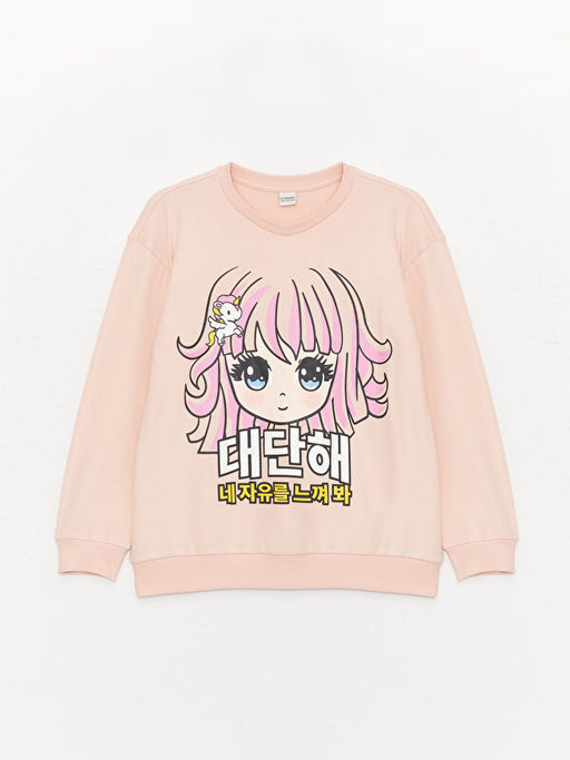 Bisiklet Yaka Uzun Kollu Bask?l? K?z ?ocuk Sweatshirt ve Tayt Pantolon - Waikiki фото 2