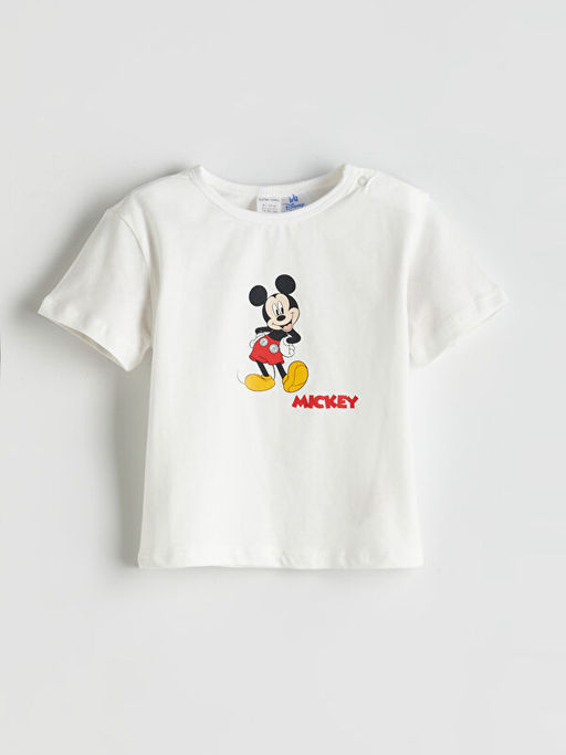 Mickey Mouse Bask?l? Erkek Bebek Ti??rt ve ?ort 2li