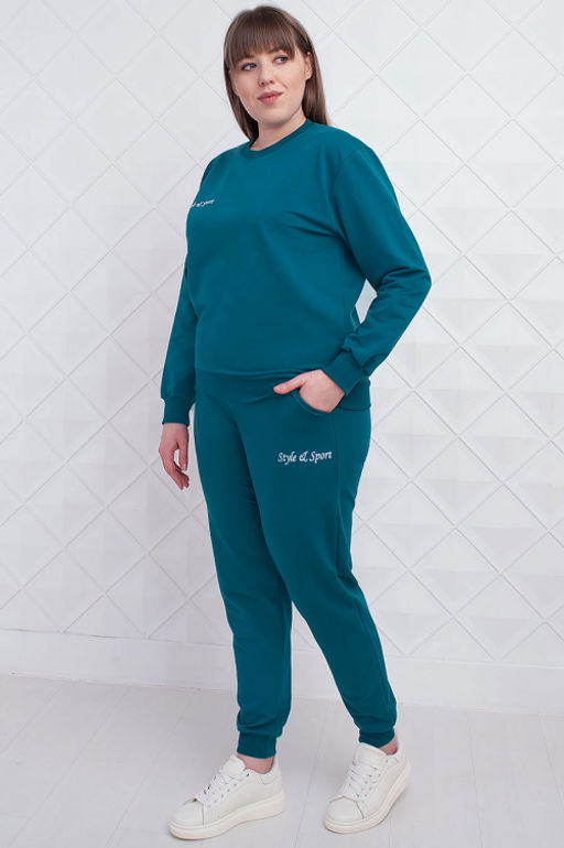 Арт. 2360 Костюм с брюками женский 50-58 (5 шт) Цвет:верх- изумруд, низ- изумруд - Калинка фото 8