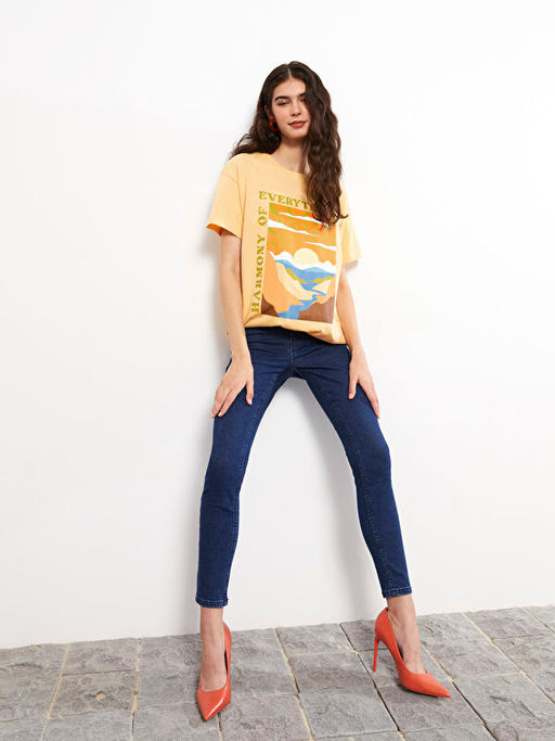 Slim Mom D?z Cep Detayl? Kad?n Rodeo Jean Pantolon