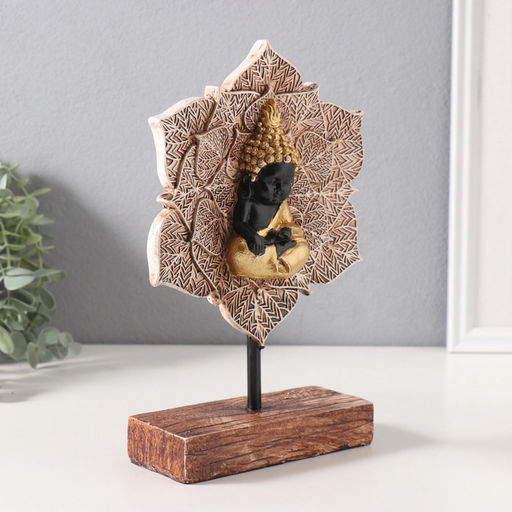 Фигурка полистоун «Медитация Будды в цветке», под золото, 5.5×13.2×23 см