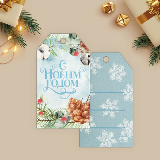 Цена за 20 шт. Открытка-шильдик на подарок С Новым годом!, МИКС