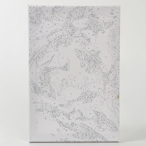 Картина по номерам с подрамником и поталью «Золотые рыбки», 20×30 см