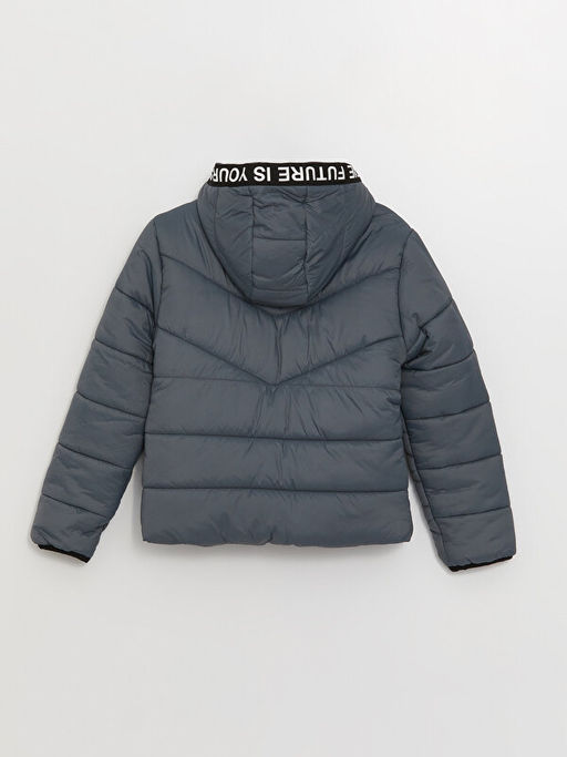 Kap??onlu Bask?l? Erkek ?ocuk ?i?me Mont - Waikiki фото 3