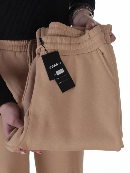 2226-K BEIGE Брюки спортивные утепленные женские (85% хлопок, 10% полиэстер, 5% спандекс)