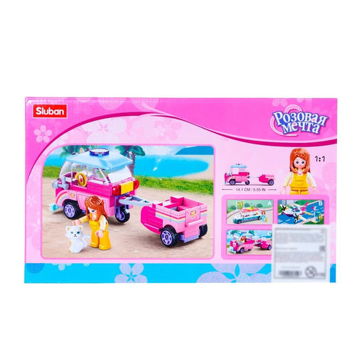 Конструктор Розовая Мечта «Машинка с прицепом», 116 деталей