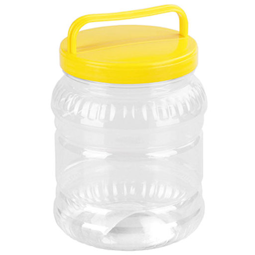 Банка для сыпучих продуктов полиэтиленовая 1,5л, д16см, h20см, закручивающаяся крышка с ручкой (Россия)