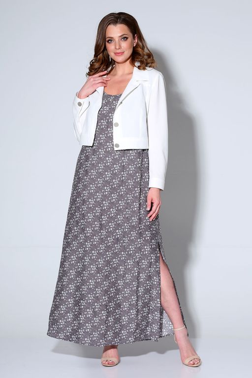 Костюм Liona Style 589 белый/кофейный