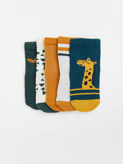 Bask?l? Erkek Bebek Soket ?orap 5li - Waikiki фото 2