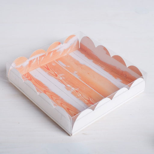 Цена за 5 шт. Коробка для печенья, кондитерская упаковка с PVC крышкой, «Вкусно», 13 х 13 х 3 см