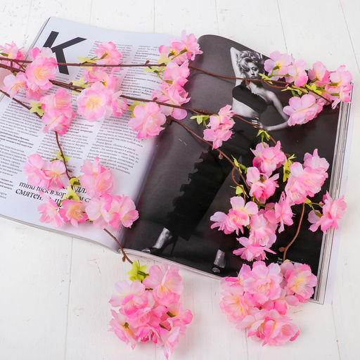 Цветы искусственные «Ветка яблони», 4×124 см, розовые