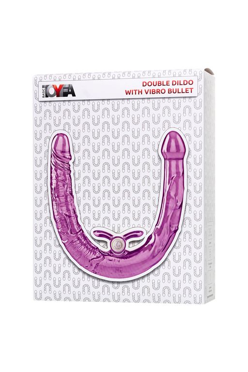 Фаллоимитатор двусторонний с вибропулей TOYFA Double Dildo with Vibro Bullet, TPR, фиолетовый, 35 см фото 9
