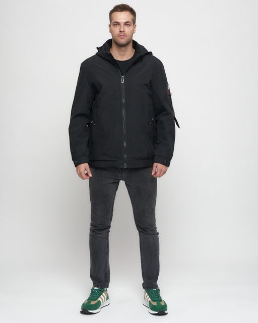 Куртка спортивная мужская на резинке большого размера черного цвета 88657Ch - Wonderrman фото 2