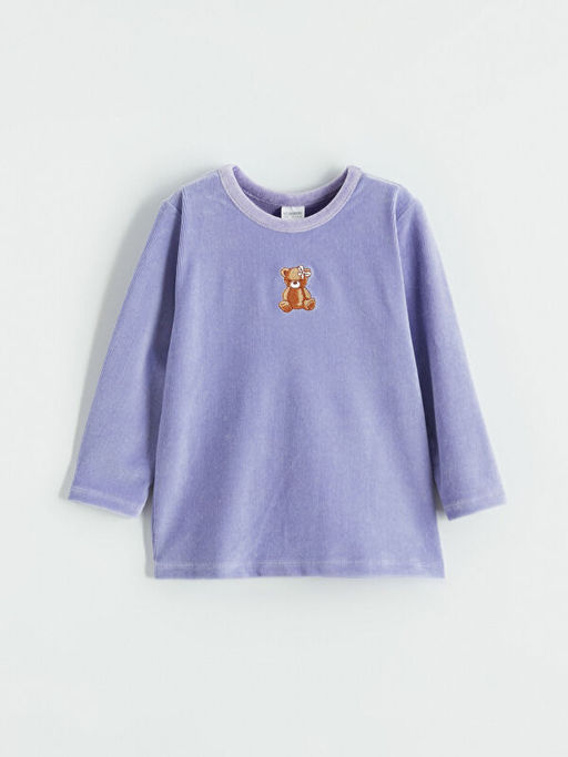 Ay?c?k Bask?l? K?z ?ocuk Pijama Tak?m?