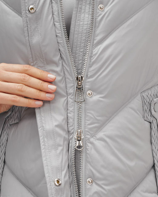 Куртка зимняя женская из овчина стильная и модная серого цвета 7348Sr - Visdeer фото 14