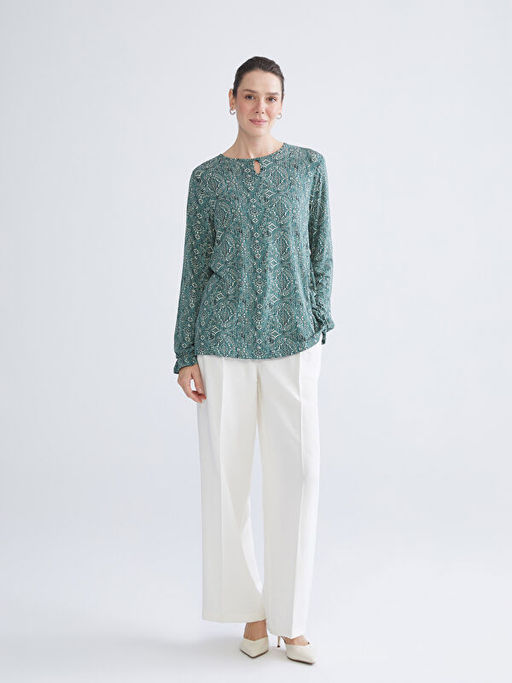 Bisiklet Yaka Desenli Bluz