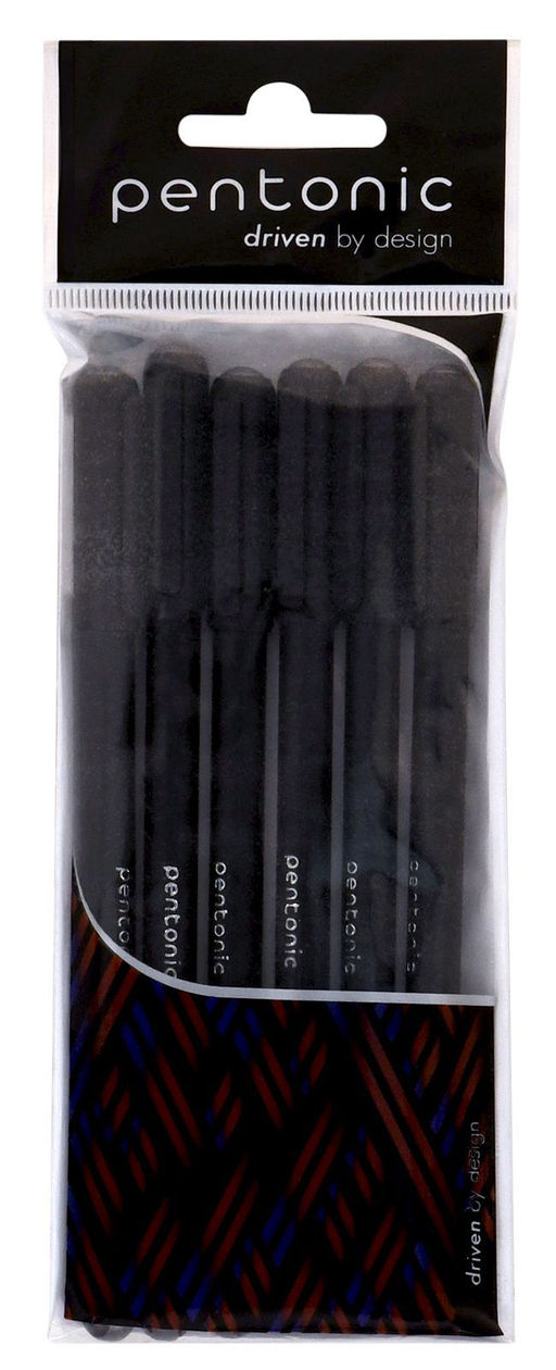 Набор шарик.ручек Linc PENTONIC черн. 1 цв. 0,7 мм 6 шт кругл. корп. игольчатый наконечник