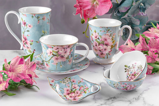 Розетка д/варенья 2 пр. 9,5*9,5*3 см 120 мл Яблоневый цвет на голубом NEW BONE CHINA - Elan gallery фото 8