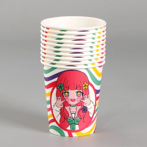 Цена за 10 шт. Стакан бумажный С днём рождения, 250 мл - Страна карнавалия фото 2