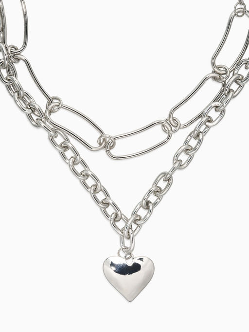 Цепь многослойная «Железное сердце», 2 яруса, L=32 и 40 см, цвет серебро