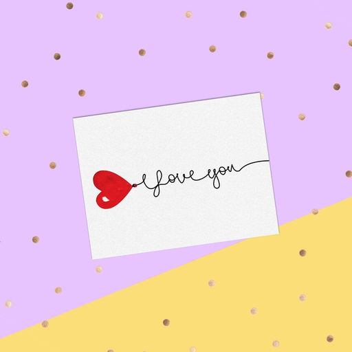 Цена за 20 шт. Открытка-комплимент "I love you" красное сердечко, 8 х 6 см